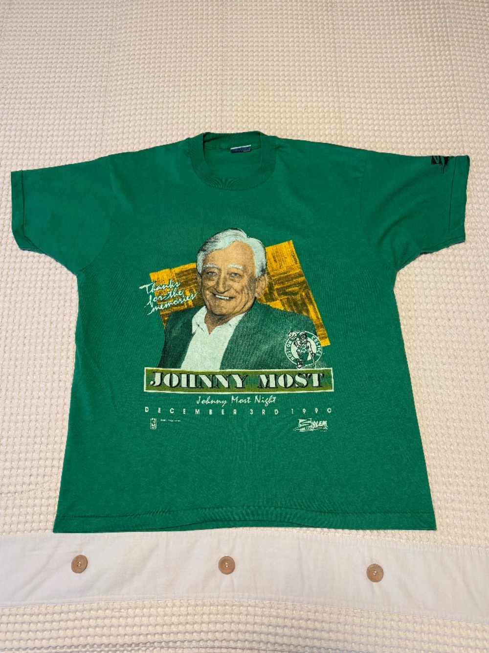 Vintage Boston Celtics Johnny Most collectors t-shirt, XL